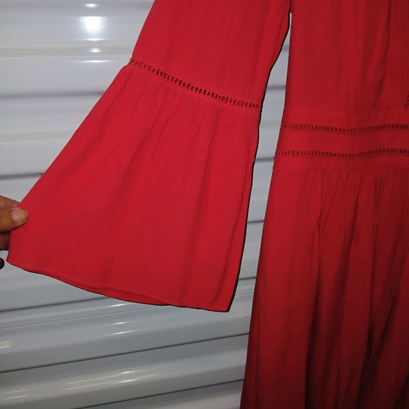 Ann Taylor Fit & Flare Dress Bell Sleeve V-Neck Back Zipper Pink Coral Sz 2 NWT - Picture 5 of 8